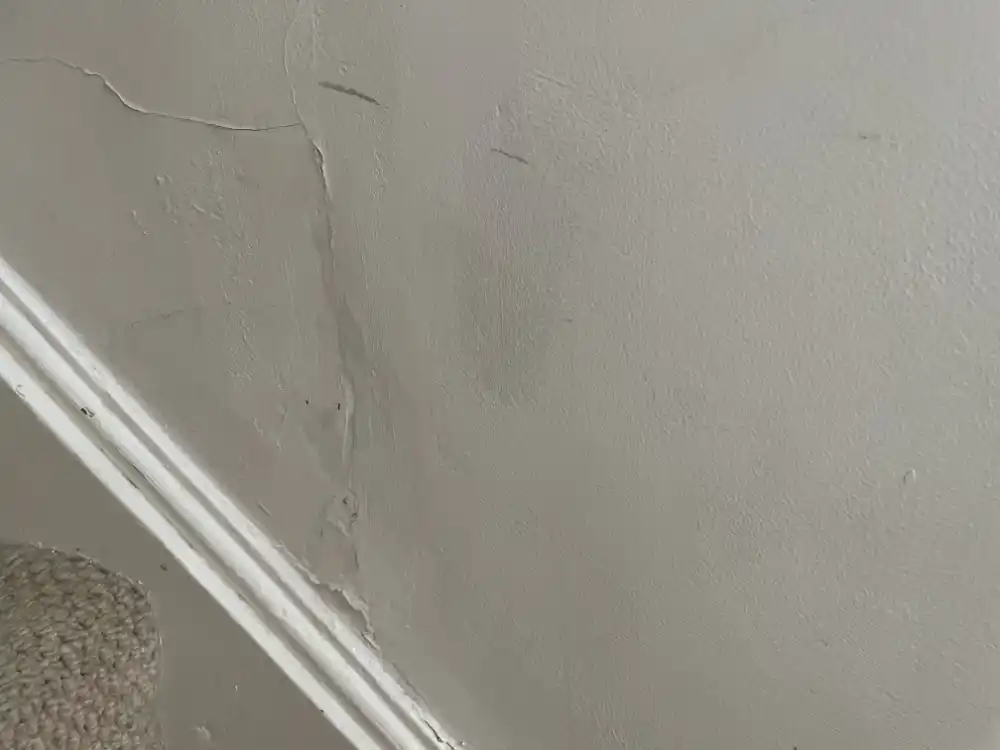 Damp wall by staircase
